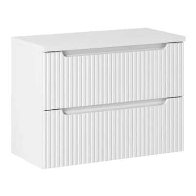 Abbildung von Lomadox Waschbeckenschrank NEWPORT 56 WHITE Waschtischunterschrank, 80cm breit, weiß mit gerillter Front