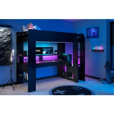 Abbildung von Parisot Hochbett &quot;Gaming Bett, mit Schreibtisch, USB Anschluss, LED, viel Stauraum&quot;, ideal für kleine Räume, TOPSELLER