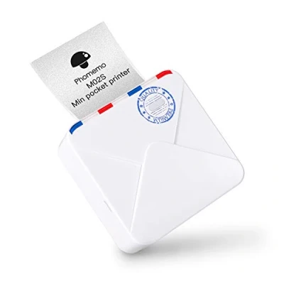 Abbildung von Phomemo M02S Minidrucker Taschenfotodrucker Bluetooth Thermodrucker, tragbares 300dpi HD Drucksystem mit 3 Druckgrößen, für Journal, Reisen, Fotodruck, Studie