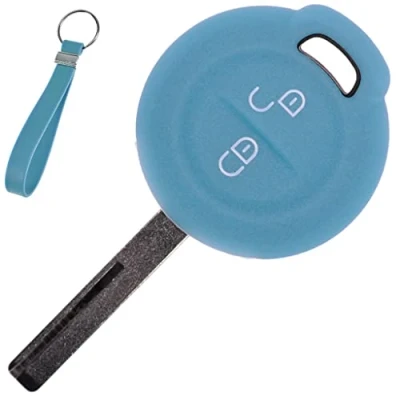 Abbildung von Soft Case Schutz Hülle Auto Schlüssel + Schlüsselband Fluoreszierend Blau für Mitsubishi Colt VI Smart Forfour 454