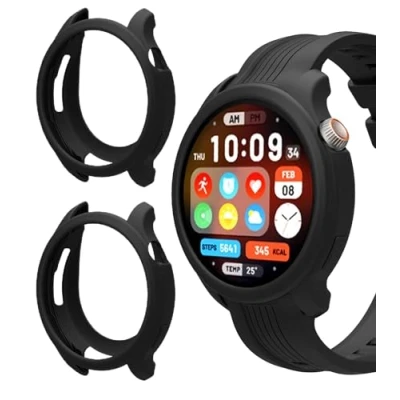 Abbildung von GIOPUEY Silikon Hülle Kompatibel mit Amazfit Balance, [2 Stück] Weich TPU Schutz Case Cover, Balance Schutzhülle Black