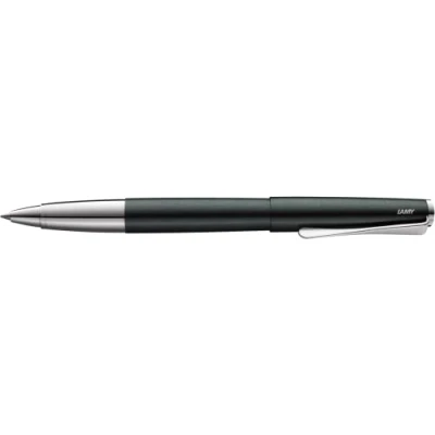 Abbildung von LAMY studio Tintenroller 369 Rollpen in hochwertigem Palladium Finish der Farbe schwarz Grün mit propellerförmigem Clip Mine M 63 Strichbreite M, 1 Stück (1er Pack)