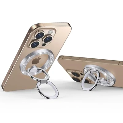 Abbildung von ESR HaloLock Magnetischer Handy Ringhalter, Fingerhalter kompatibel mit MagSafe Ring Ständer, Griff iPhone 16/15/14/13/12 Serie, Verstellbarer Rhinestone Silver