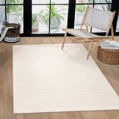 Abbildung von Paco Home Teppich &quot;Luzern 651&quot;, rechteckig, Kurzflor, Uni Farben, Hoch Tief Struktur, Scandi Design