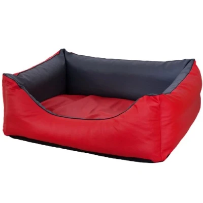 Abbildung von CopcoPet Rocco Orthopädisches Visco Hundebett Hundesofa Wendebett Kunstleder L/XL 100x80cm Rot Grau