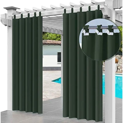 Abbildung von Outdoor Vorhang 2er SET Schlaufengardine 220 x 155 cm Gartenlauben Balkon Vorhänge Gardinen Verdunkelungsvorhänge mit Schlaufen, Wasserdicht für Pavillon Strandhaus (2 Panele) Grün [129]