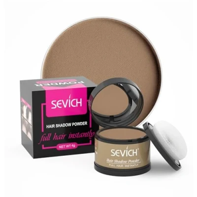 Abbildung von Sevich Ansatzpuder Haarpuder Männer und für Frauen wasserfesten Haar Concealer zur Haarverdichtung Wurzeln dünner werdendes Haar, 4g Leichter Kaffee