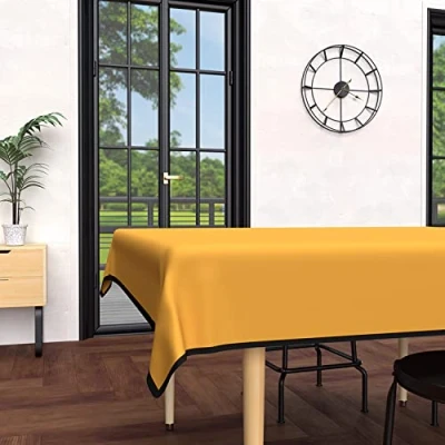 Abbildung von Soleil d&#039;ocre, Rechteckige fleckenabweisende Tischdecke aus gewaschener Mikrofaser 140x240 cm Boheme Moutarde
