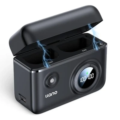 Abbildung von llano LP E6NH E6P Dual USB C Schnell Ladegerät, 18W kompatibel mit Canon EOS R5, R6 Mark II, 5D 6D 7D II III IV, 5Ds, 60D, 70D, 80D, 90D, Smart Digital Display, magnetische Schnappabdeckung
