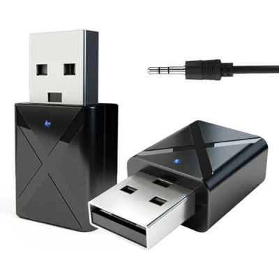 Abbildung von USB Bluetooth Adapter pc dongle Transmitter Stick empfänger,BT5.0 aux Sender mit 3.5mm für TV Kopfhörer Stereoanlage Auto