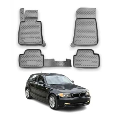 Abbildung von OMAC 1206444G Fußmattensatz Gummi, TPE (thermoplastischer Elastomer) 4 grau BMW: 1 Schrägheck (E87) 116i 2.0, 130 i, 118 d, 120 123 116 i