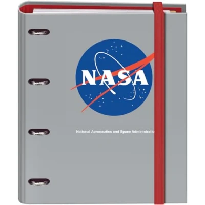 Abbildung von Dohe Ordner mit 4 Ringen Nachfüllung, 100 Blatt, A4, Gummiverschluss, farbige Trennblätter, Dokumententasche, Papier 90 g/m², Kompressor, Schulmaterial NASA Grey Grau
