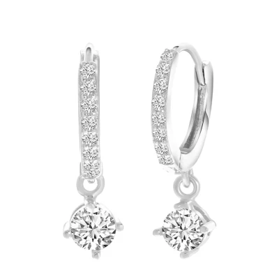 Abbildung von Lucardi 925 Silver ROW WITH 7 Zirconia Stones AND Pendant Ohrringe silvercoloured, Damen, Größe: One Size, coloured