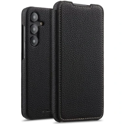 Abbildung von STILGUT Book Case kompatibel mit Samsung Galaxy S24 Plus Hülle aus Leder, Lederhülle, Klapphülle, Handyhülle Schwarz