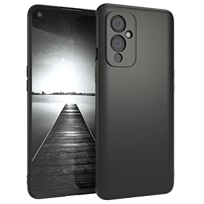 Abbildung von EAZY CASE Handyhülle Silikon mit Kameraschutz kompatibel One Plus 9 in Schwarz Matt, Ultra dünn, Slimcover, Silikonhülle, Hülle, Softcase, Backcover