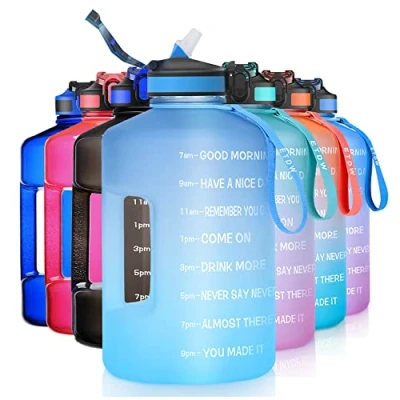 Abbildung von ETDW 3.78 Litre Big Water Bottle with Straw, 3.78L Motivational Time Marker, Carry able Sports Handle for Fitness Yoga Traveling Weight Loss BLUE