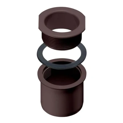 Abbildung von INEFA Ablaufstutzen zum Schrauben für Kastenrinne, PVC NW83/DN75 Dunkelbraun Einhangstutzen Dachrinnenzubehör, einfache Montage, Made in Germany