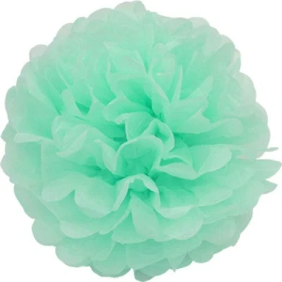 Abbildung von Creativery 10 Papier Pompon 20cm Set (mintgrün/Mint 513) // Pompom Bommel Kugel Seidenpapier Blumen Deko Hängedeko Raumdeko