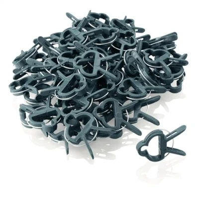 Abbildung von com four® 60x Pflanzenklemmen klein Rankhilfen zur Sicherung von Pflanzen Pflanzenklammern für Planen Rankkäfige Tomaten Rosenklammern grüne Pflanzenclips (60 Stück 4x2.5cm)