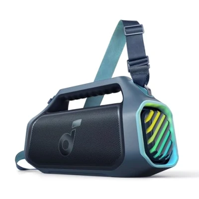 Abbildung von soundcore Boom 2 Plus Outdoor Lautsprecher, 140W, 2+2 Channel, BassUp 2.0, 20h, Schnellladung, IPX7 wasserdicht, RGB Lichter, USB C, Power Bank, BT 5.3, tragbarer Bluetooth Camping