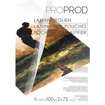 Abbildung von ProProd 2914 Premium Laminierfolien, 100 Stück, A3, 2 x 75 Mikrometer, hochglanz