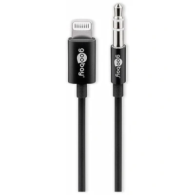 Abbildung von Goobay 66805 Lightning auf 3,5 mm Klinkenstecker Adapterkabel / Apple iPhone MFi Audiokabel Lightningkabel AUX Kabel Audio für iPad iPod Schwarz 1m