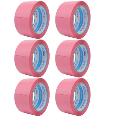 Abbildung von gws Paketklebeband 6 Rollen pink Geräuscharmes Universalklebeband zum Verpacken von Paketen Hohe Klebekraft Profi Qualität 66 m Länge 50 mm Breit