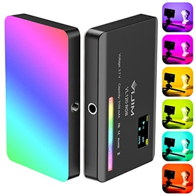 Abbildung von ULANZI VL120 RGB LED Videoleuchte, 5&quot; Video Licht Dimmbare 2500K 9000K, Kamera mit Cold Shoe Mount, eingebaute 3100mAh Akku, CRI 95+, Foto für DSLR Videofotografie