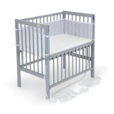 Abbildung von FabiMax Beistellbett Flex grau, 2in1, und Stubenbettchen in Einem, innovatives Seitenteil