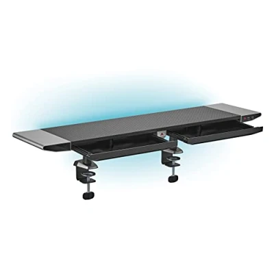 Abbildung von mywall Monitorständer mit RGB Beleuchtung HT44L, Klemmbefestigung, Bildschirmerhöhung, 2 Schubladen, USB Anschlüsse, Monitorerhöhung, Monitorständer, Bildschirmerhöhung für Schreibtisch