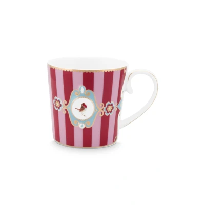 Abbildung von PIP STUDIO Love Birds Medaillion Henkelbecher Stripes rot/pink 250ml