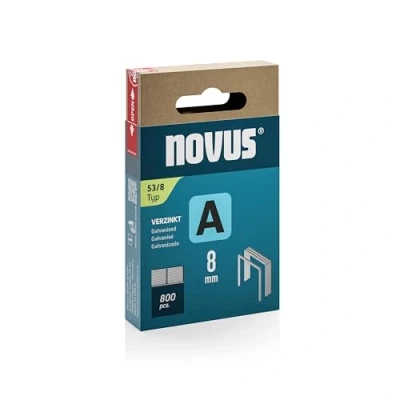 Abbildung von NOVUS TOOLS Feindrahtklammern 8 mm, 800 Tacker Klammern vom Typ 53/8, Schiebeschachtel, Heftmittel für Stoffe, Gewebe und Maschendraht
