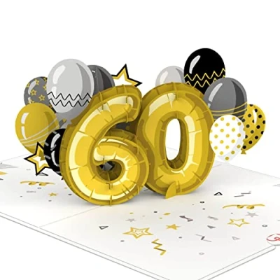 Abbildung von papercrush® Pop Up Karte 60. Geburtstag 3D Geburtstagskarte mit 60 für Frau &amp; Mann, Glückwunschkarte oder Gratulationskarte Glückwünsche zu Jahren Papa, Mama, Tante und Ehefrau