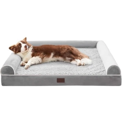 Abbildung von WESTERN HOME Hundebett Grosse Hunde Hundekörbchen Mittelgroße Hunde, Orthopädisches Abwaschbar Mit Rand Grau L 71 x B 58 H 16.5 cm