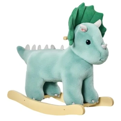 Abbildung von Schaukelpferd Plüsch Schaukeltier Triceratops Design Dunkelgrün