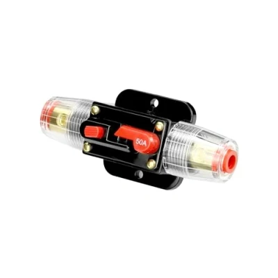 Abbildung von QWORK® 1 Stücke 12 V24 V DC, Sicherungshalter Manuelle Rückstellung, Leistungsschalter mit manueller für Kfz Schutz Stereoschalter zurücksetzen,50A
