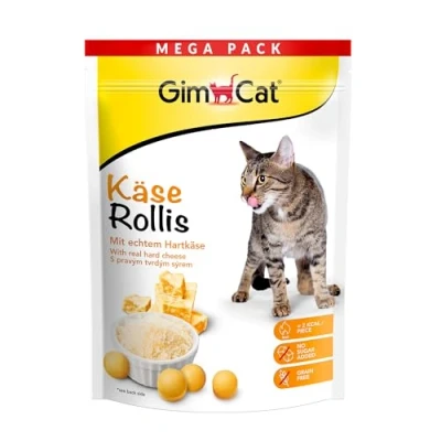 Abbildung von GimCat Käse Rollis Getreidefreier und vitaminreicher Katzensnack mit echtem Hartkäse 1 Beutel (1 x 425 g)