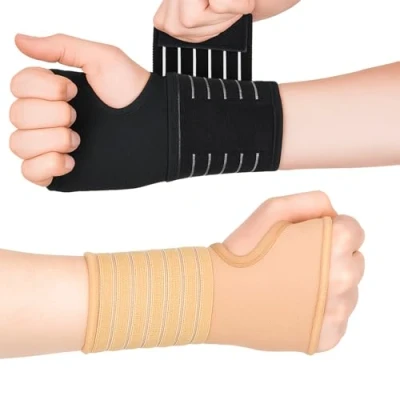 Abbildung von Actesso Elastische Handgelenkbandage Handgelenk Bandagen Für Verstauchungen, RSI, Sehnenscheidenentzündung oder Sport Linke Rechte Hand (Mittelgroß, Schwarz)