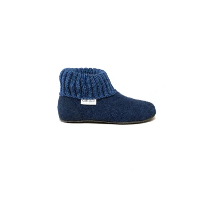Abbildung von Gottstein Kinder Hüttenschuh Alpine Boot FE Kinderhausschuh für Mädchen &amp; Jungen anatomisch geformte Filz Latexsohle 100% natürliche Schurwolle Ink Blue 31