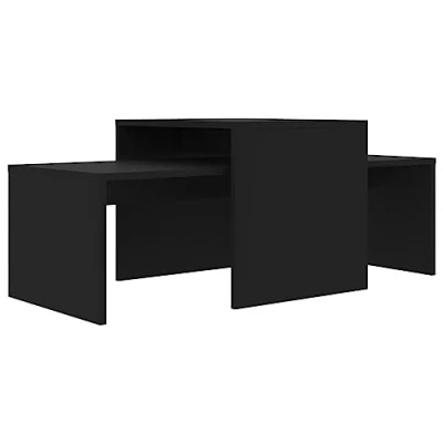 Abbildung von vidaXL Couchtisch Set Beistelltisch Satztisch Sofatisch Kaffeetisch Wohnzimmertisch Teetisch Telefontisch Schwarz 100x48x40cm Holzwerkstoff