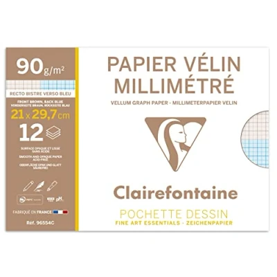 Abbildung von Clairefontaine 96554C Millimeterpapier Bogen (A4, 90 g, 12 Blatt) weiß
