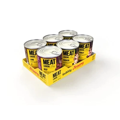 Abbildung von JOSERA Meat Lovers Pure Multipack (6 x 800 g) Adult Premium Nassfutter für ausgewachsene Hunde 4 Verschiedene Sorten hoher Fleischanteil (68%) getreidefrei Hundefutter nass 6er Pack