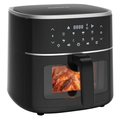 Abbildung von Tomons Heißluftfritteuse 6L Airfryer, Digitales Touchscreen, Sichtfenster, Antihaftkorb, 1500,00 W, spülmaschinengeeignet