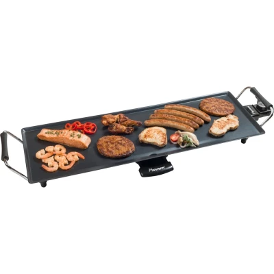 Abbildung von bestron Tischgrill &quot;ABP603 elektrische XL Planchagrillplatte&quot;, 1000 W, mit Antihaftbeschichtung, Schwarz