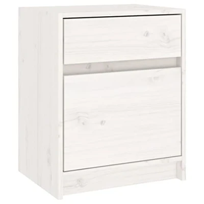 Abbildung von vidaXL Massivholz Kiefer Nachttisch Nachtschrank Nachtkonsole Nachtkommode Schlafzimmer Schrank Kommode Beistelltisch Weiß 40x31x50cm