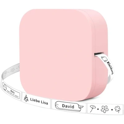 Abbildung von COLORWING Q30 Bluetooth Etikettendrucker, Beschriftungsgerät Selbstklebend Kompatibel Mit Ios Android, Tragbarer Mini Etikettiergerät FüR Zuhause BüRo Schule Etikettierung (Rosa)