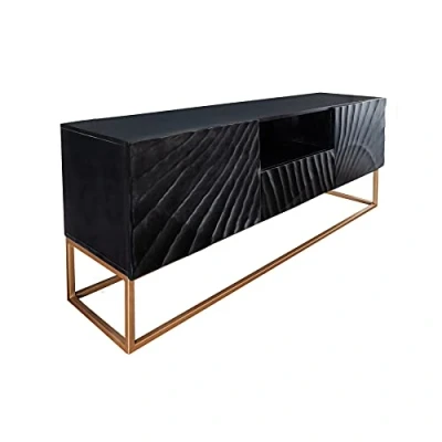Abbildung von riess ambiente TV Board SCORPION 160cm schwarz, Massivholz · Lowboard Metall Wohnzimmer 3D Schnitzereien