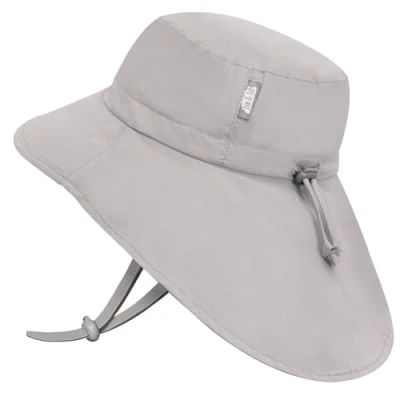 Abbildung von Jan &amp; Jul Jungen und Mädchen Baumwoll Sonnenhut mit Nackenschutz, 50+ UPF für Babys Kleinkinder (M: 6 24 Monate, Ash Grey)