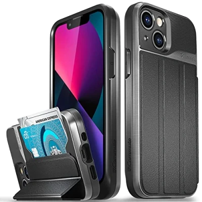 Abbildung von VENA vCommute Brieftasche Hülle für Apple iPhone 13 Mini (5.4&quot; inch), (Military Grade, Kartenfach) HandyHülle mit Standfunktion, Leder Flip Etui Schutzhülle Grau