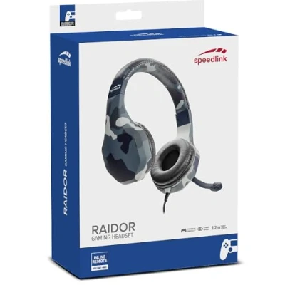 Abbildung von SPEEDLINK RAIDOR Stereo Headset Gaming Headset/Kopfhörer Gepolsterte Ohrmuscheln für Gaming/Konsole/PS4, Camouflage Design, blau